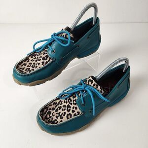 Twisted X Shoe Womens 6 Blue Driving Moc Moccasin Boat Western Southwestern